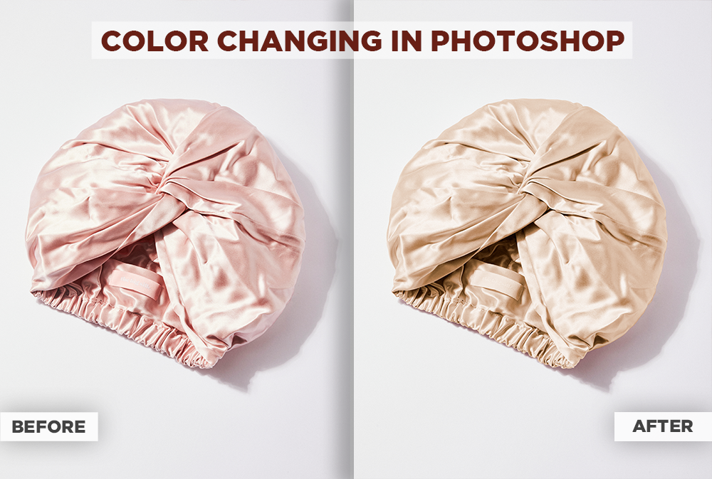Farrukh’s recoloring work: pink satin bonnet changed to champagne, preserving folds and highlights